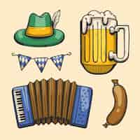 Free vector hand drawn elements collection for oktoberfest celebration