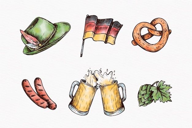 Hand drawn elements collection for oktoberfest festival