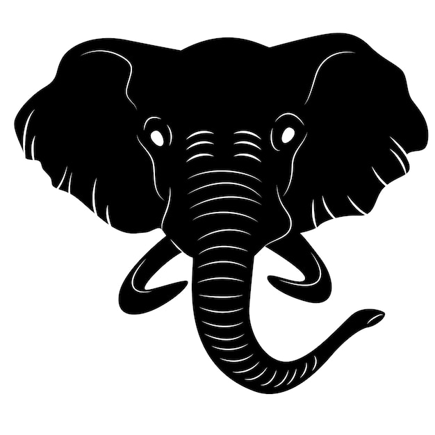Hand drawn elephant head silhouette