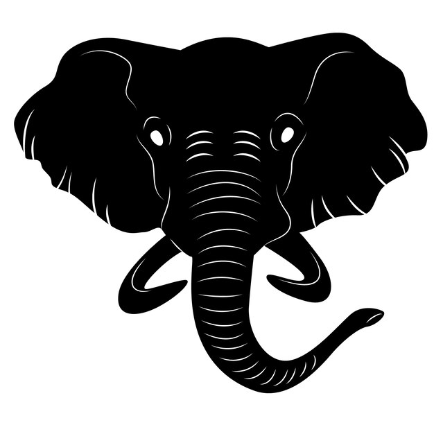 Hand drawn elephant head silhouette