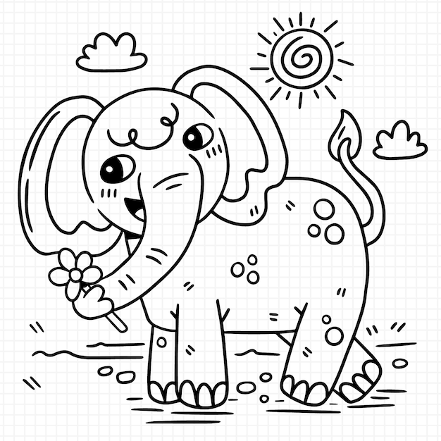 Illustrazione di elefante disegnata a mano