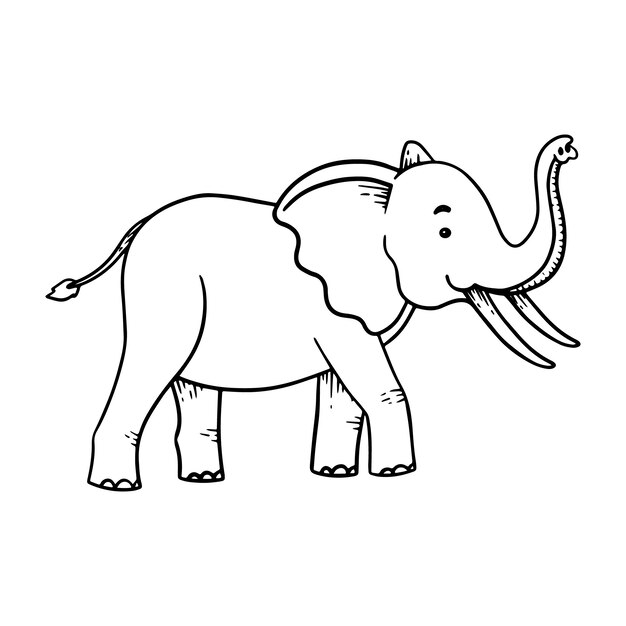 Hand drawn elephant outline illustration