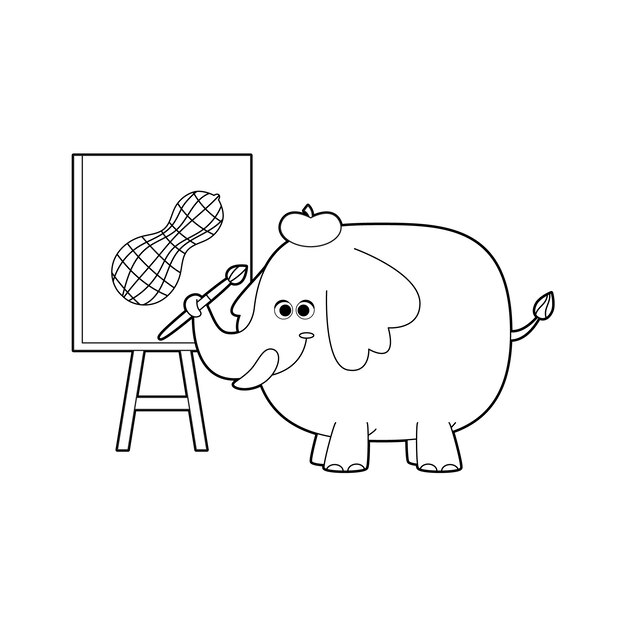 Hand drawn elephant outline illustration