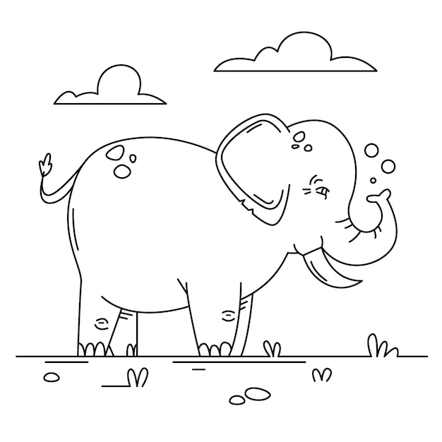 Hand drawn elephant outline illustration