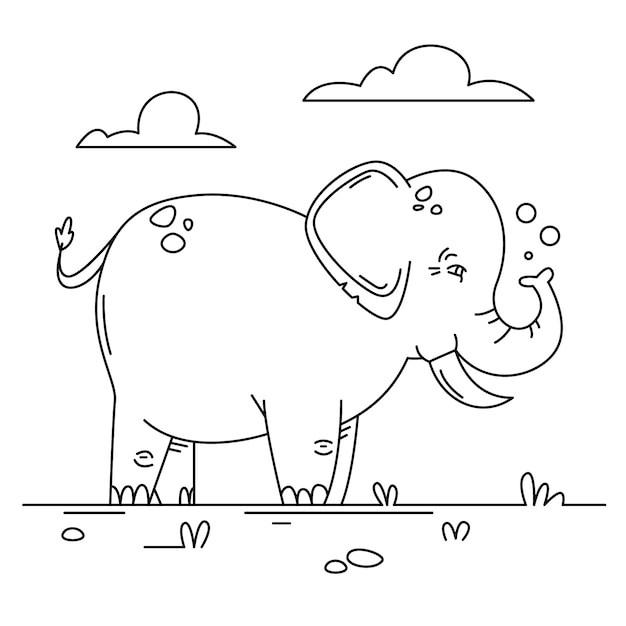 Нарисованная рукой иллюстрация контура слона