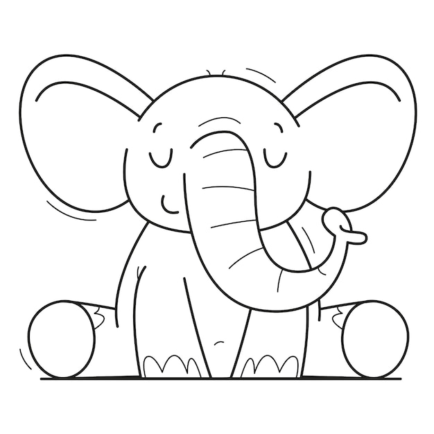Vettore gratuito illustrazione del profilo dell'elefante disegnato a mano