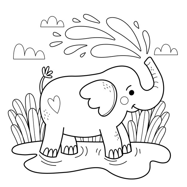 Hand drawn elephant outline illustration