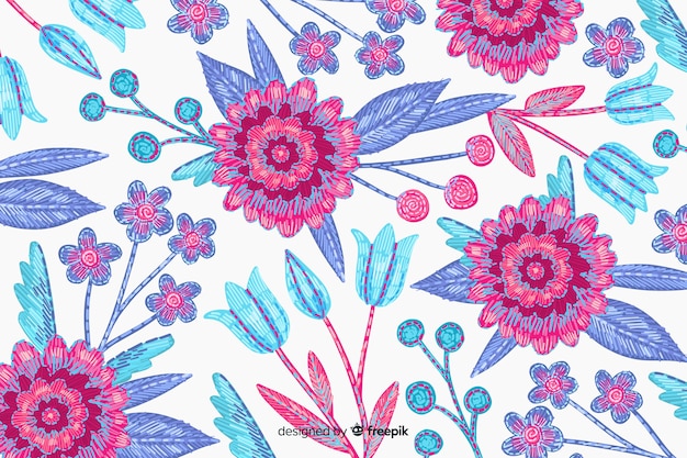 Free vector hand drawn embroidery floral background