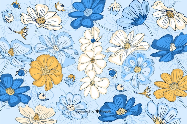 Free vector hand drawn embroidery floral background