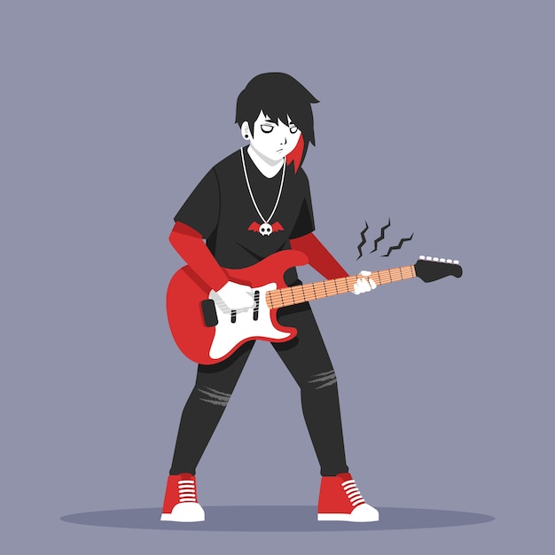 Hand drawn emo person illustration