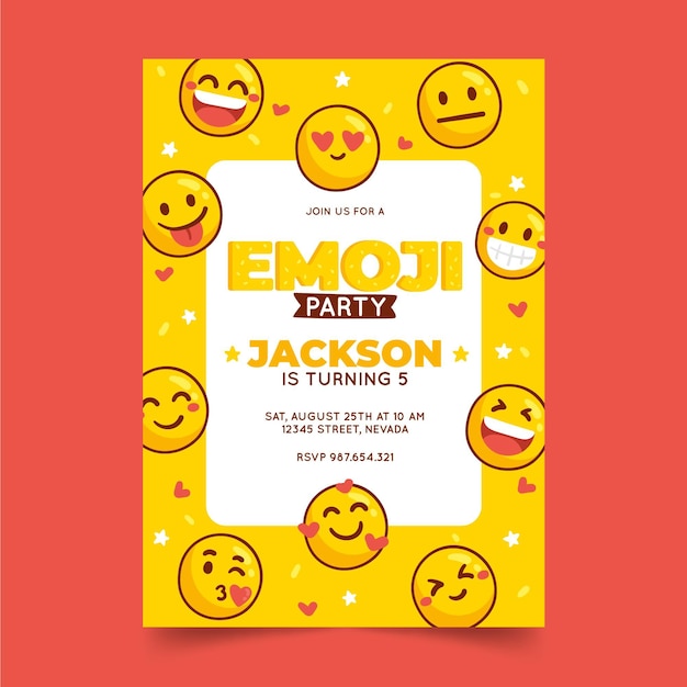 Hand drawn emoji birthday invitation