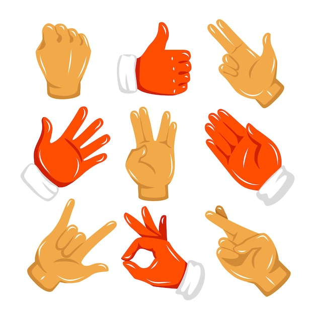 Free vector hand drawn emoji hands collection