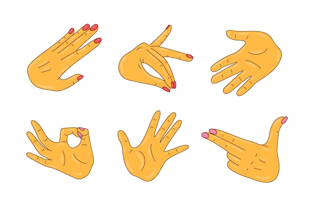 Vettore gratuito elemento mani emoji disegnate a mano