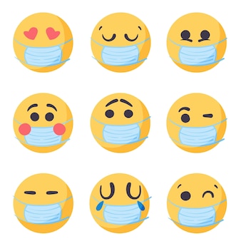 Emoji disegnate a mano con maschera facciale