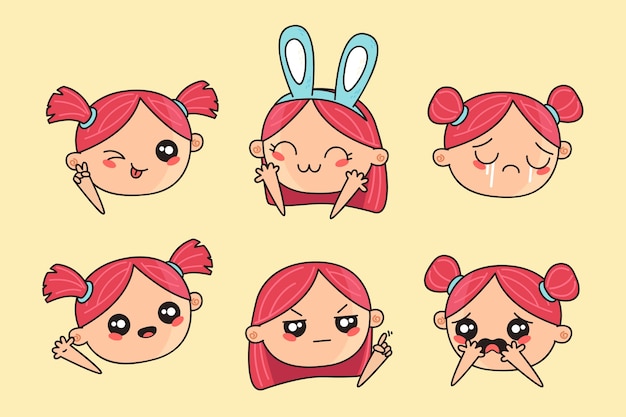Free Vector hand drawn emotes element collection