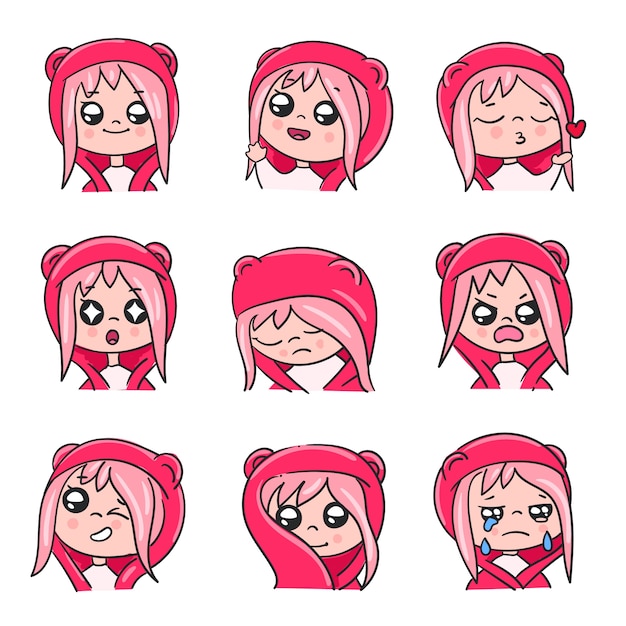 Hand drawn emotes element collection