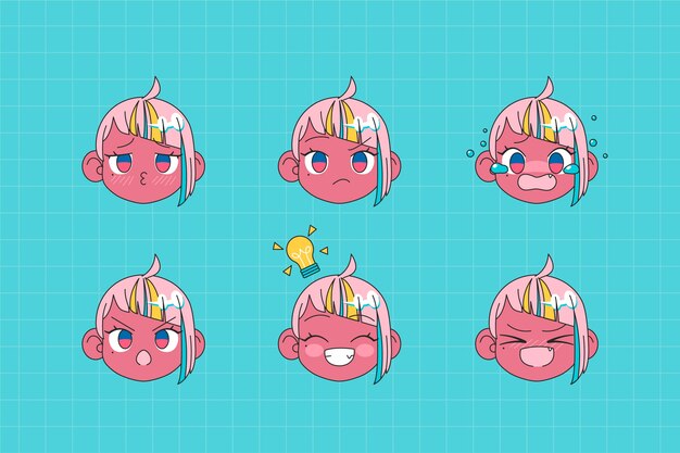 Hand drawn emotes element collection