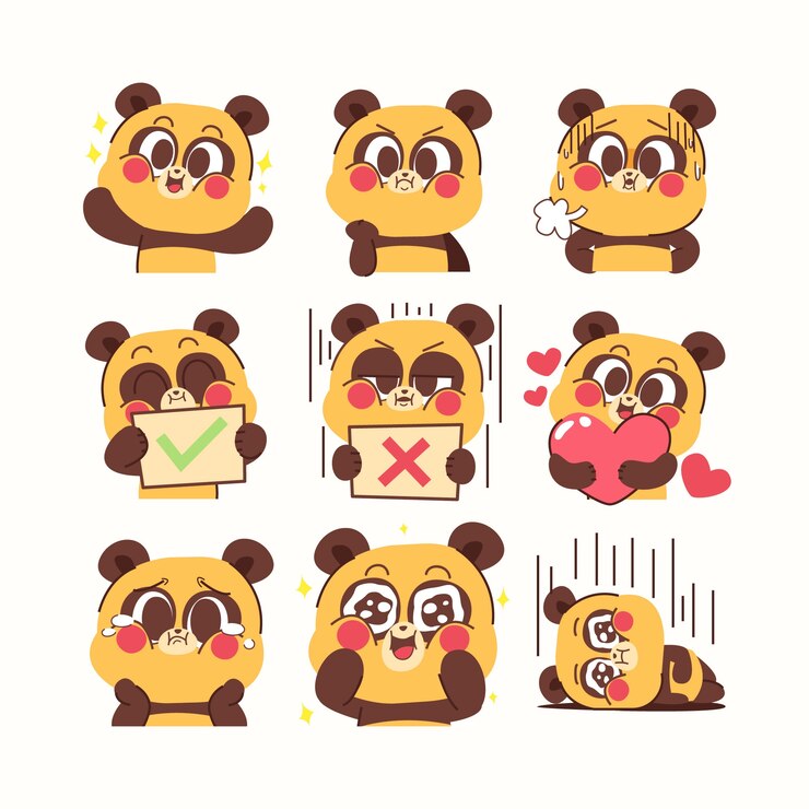 Free Vector hand drawn emotes element set