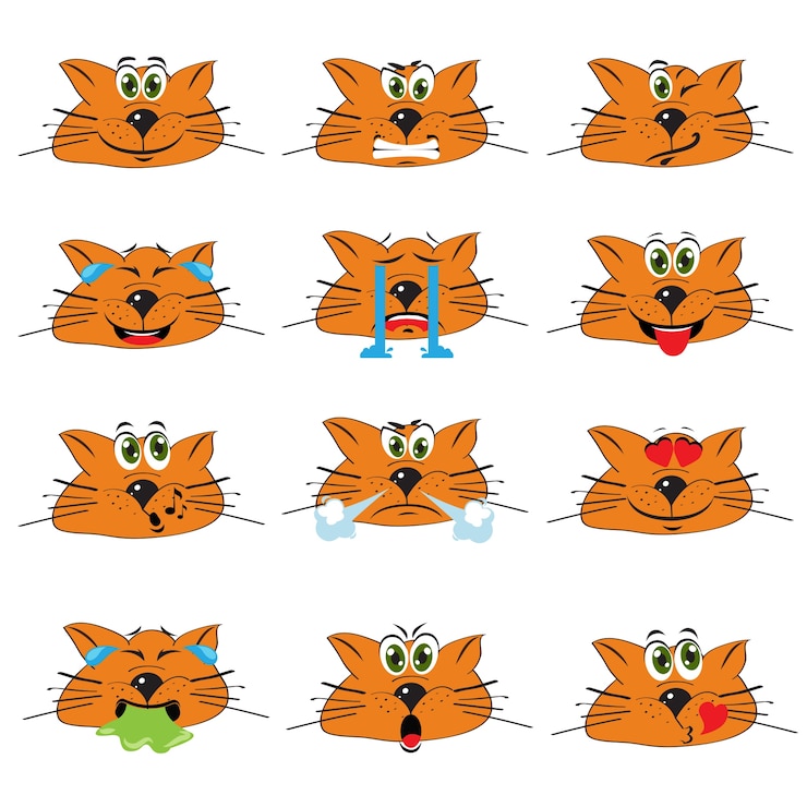 Free Vector hand drawn emoticons, orange cat