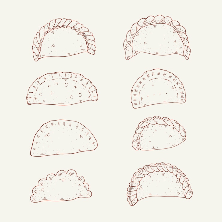 Free Vector hand drawn empanada collection