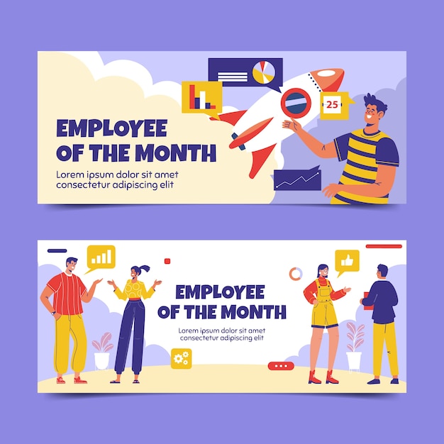 Free vector hand drawn employee appreciation day horizontal banners set