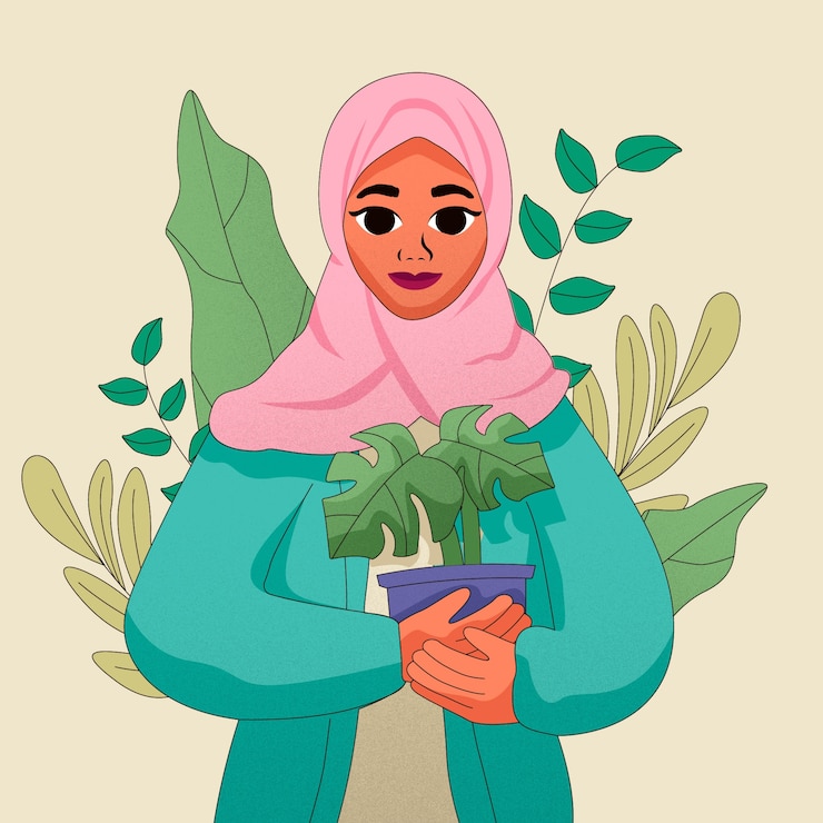 Free Vector hand drawn empowered muslim woman illustration