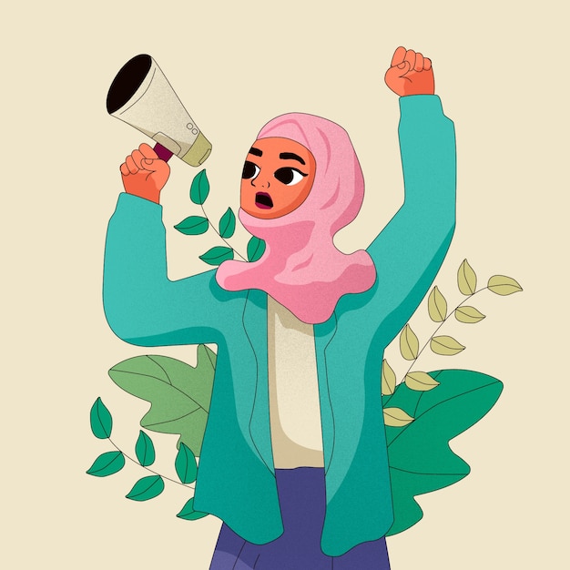 Free vector hand drawn empowered muslim woman illustration