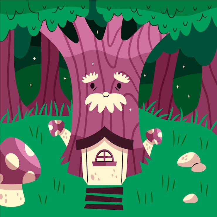 Free Vector hand drawn enchanted forest illustration