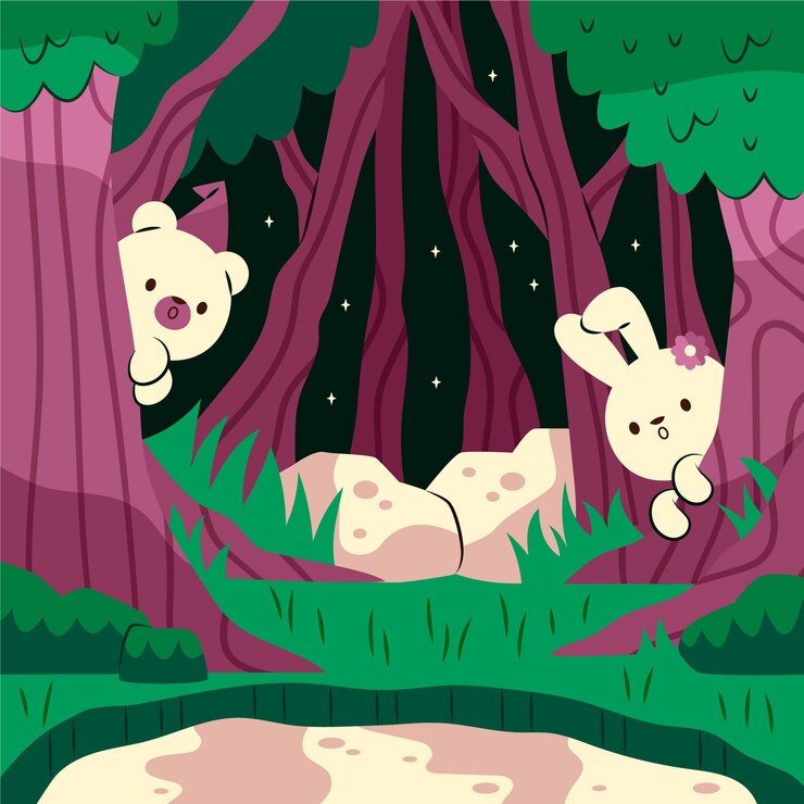 Free Vector hand drawn enchanted forest illustration
