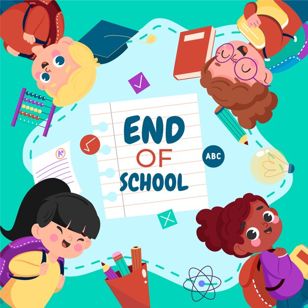 hand drawn end of school illustration