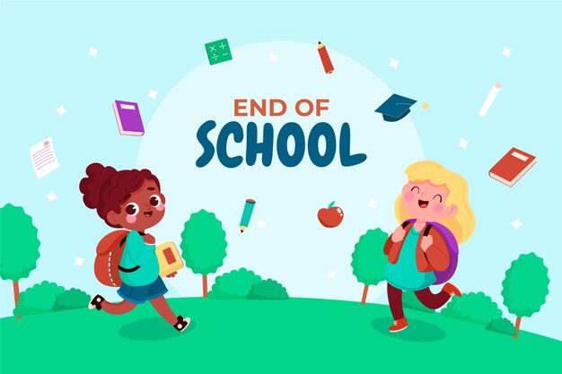 Hand drawn end of school illustration