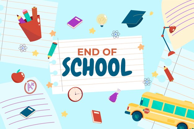 Hand drawn end of school illustration