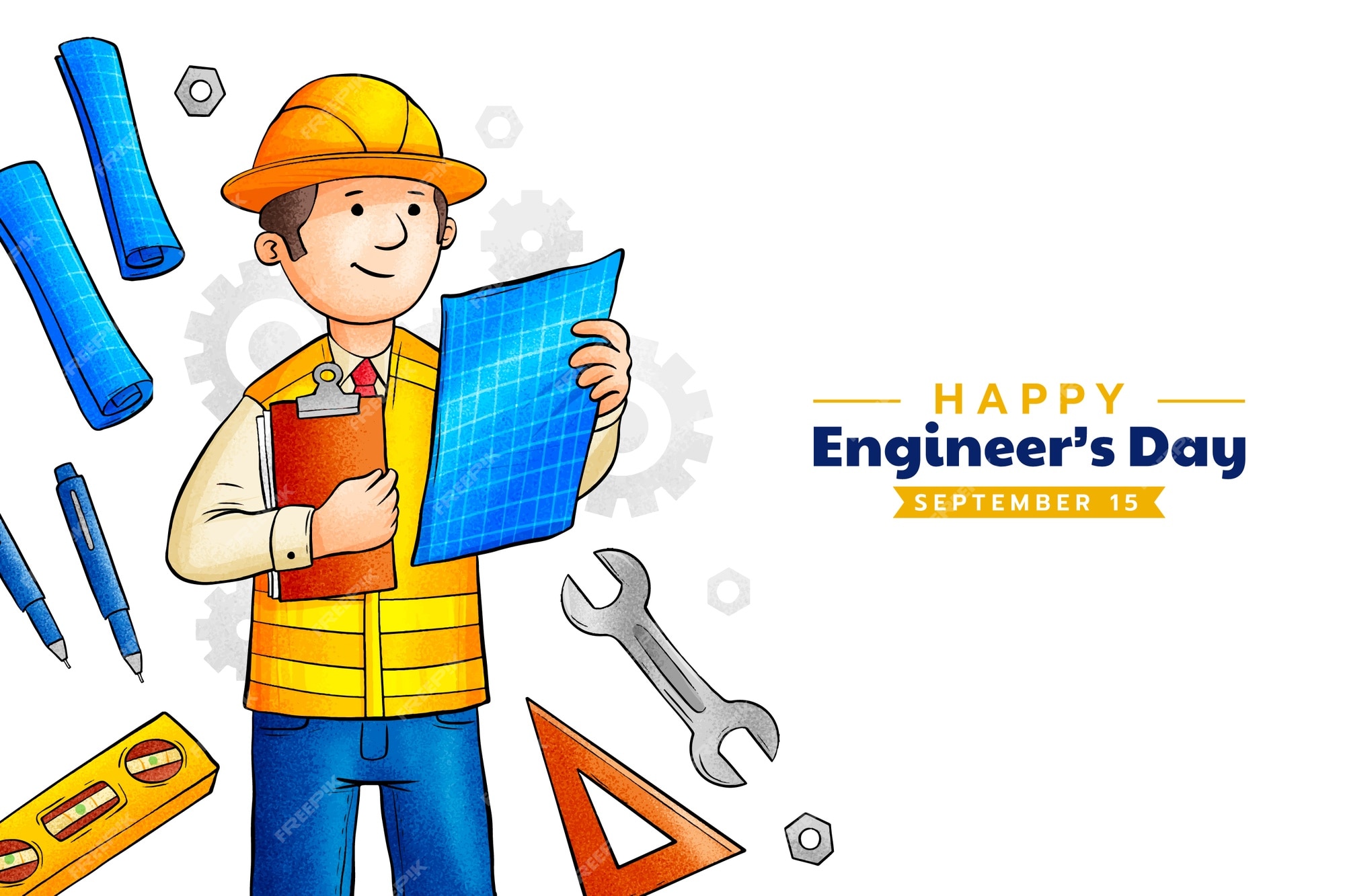 Free Vector | Hand drawn engineers day background