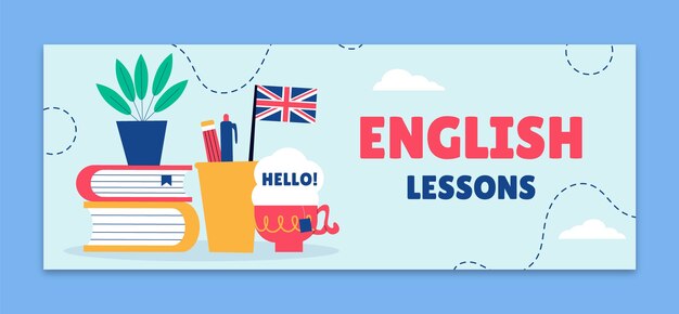 hand drawn english lessons   facebook cover