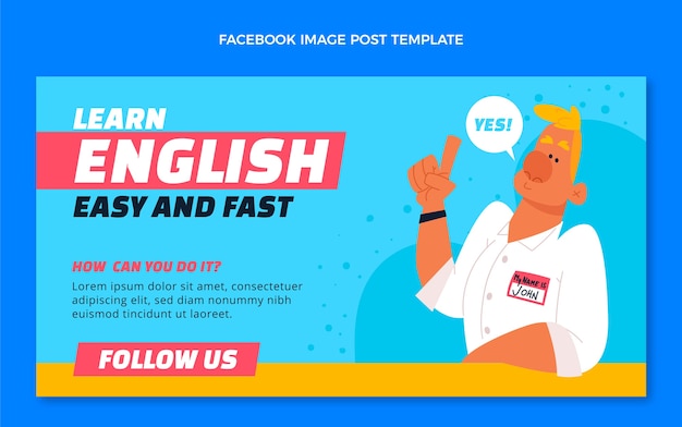 Post facebook di lezioni di inglese disegnate a mano