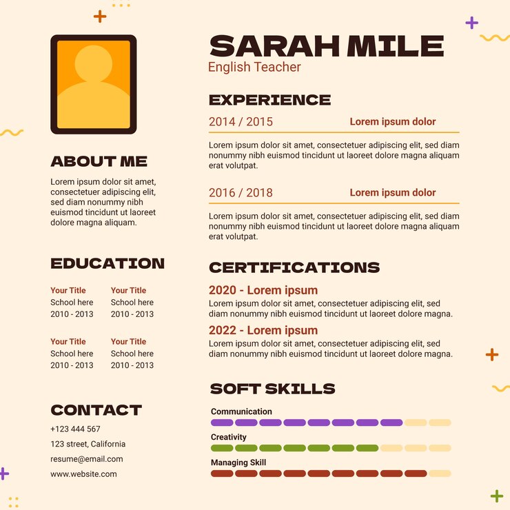 Free Vector hand drawn english lessons online resume