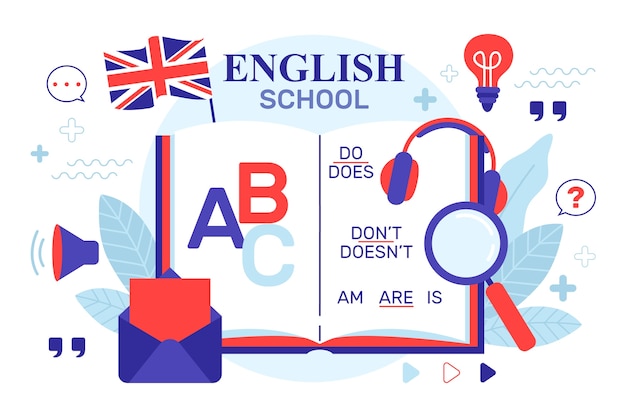 Vettore gratuito fondo della scuola inglese disegnato a mano