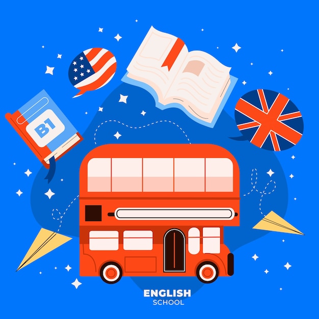 Hand Drawn English School Illustration Design Free Vector Download