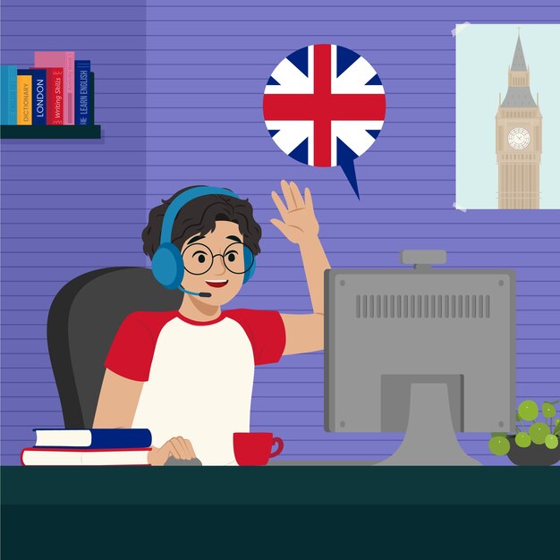 hand drawn english school illustration design
