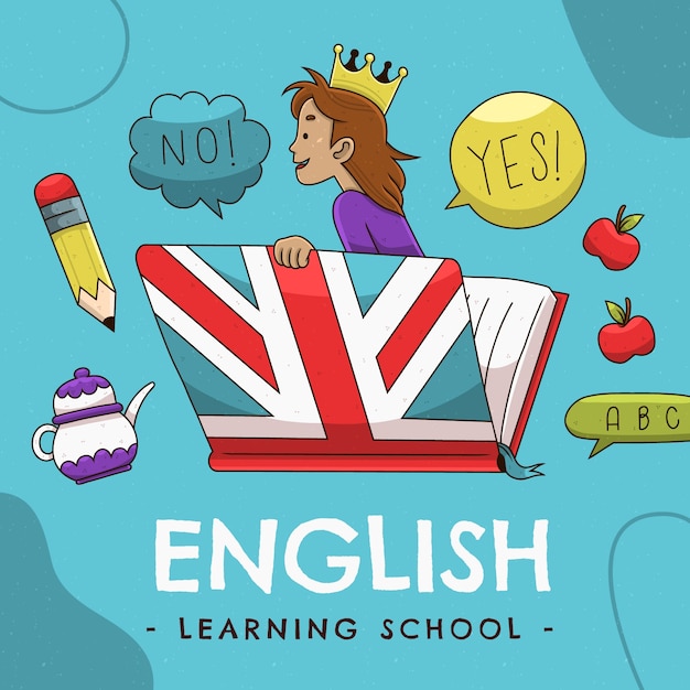 Vettore gratuito illustrazione della scuola inglese disegnata a mano