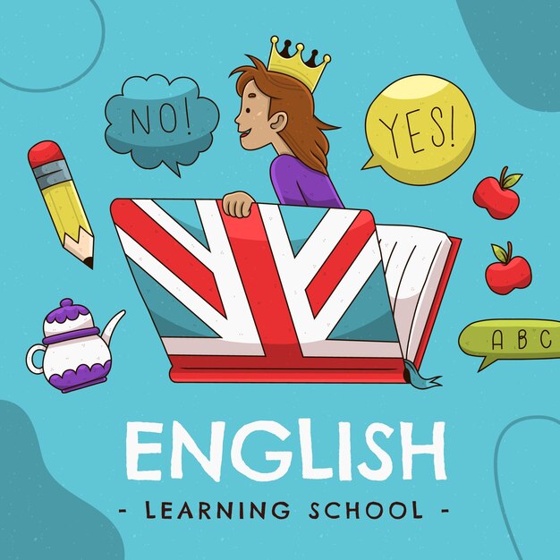 Hand drawn english school illustration