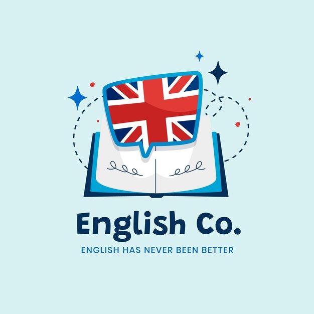 Modello di logo della scuola inglese disegnato a mano