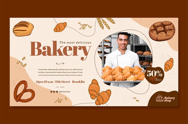 hand drawn engraved bakery facebook ad