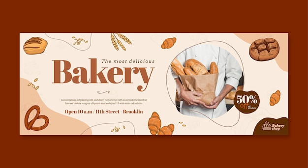 hand drawn engraved bakery facebook cover