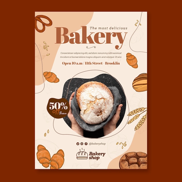 hand drawn engraved bakery poster