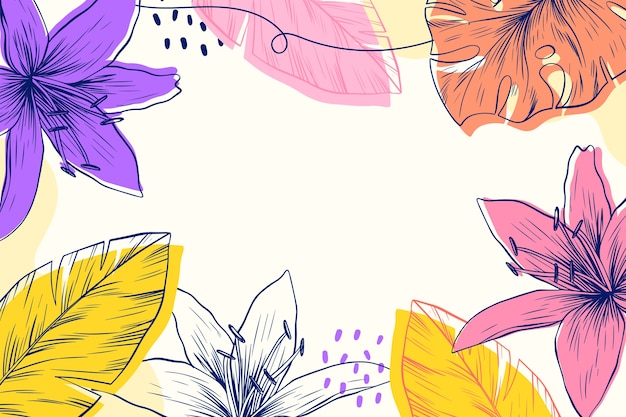 Free vector hand drawn engraved floral background