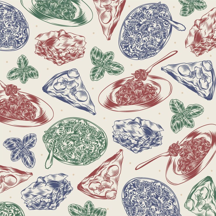 Free Vector hand drawn engraved restaurant doodles