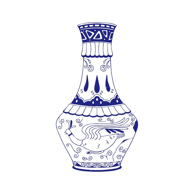 Hand drawn engraving antique vase