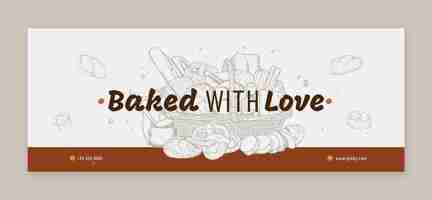 Free vector hand drawn engraving bakery shop facebook cover