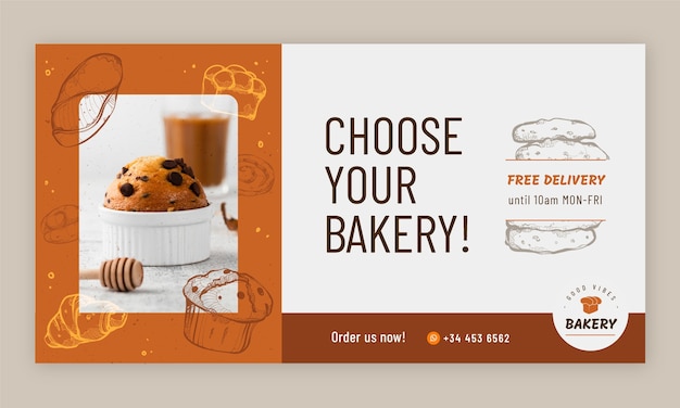 Free vector hand drawn engraving bakery shop facebook template